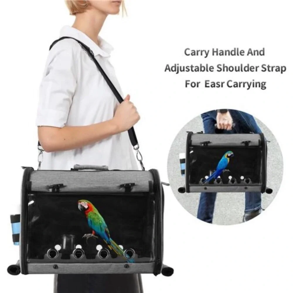 Bird Travel Bag Portable Bird Parrot Carrier Transparent Breathable Travel Cage